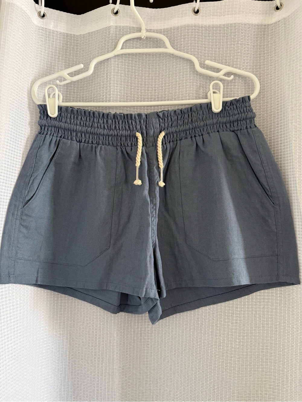 Love Tree Slate Blue Elastic Waist Drawstring Shorts